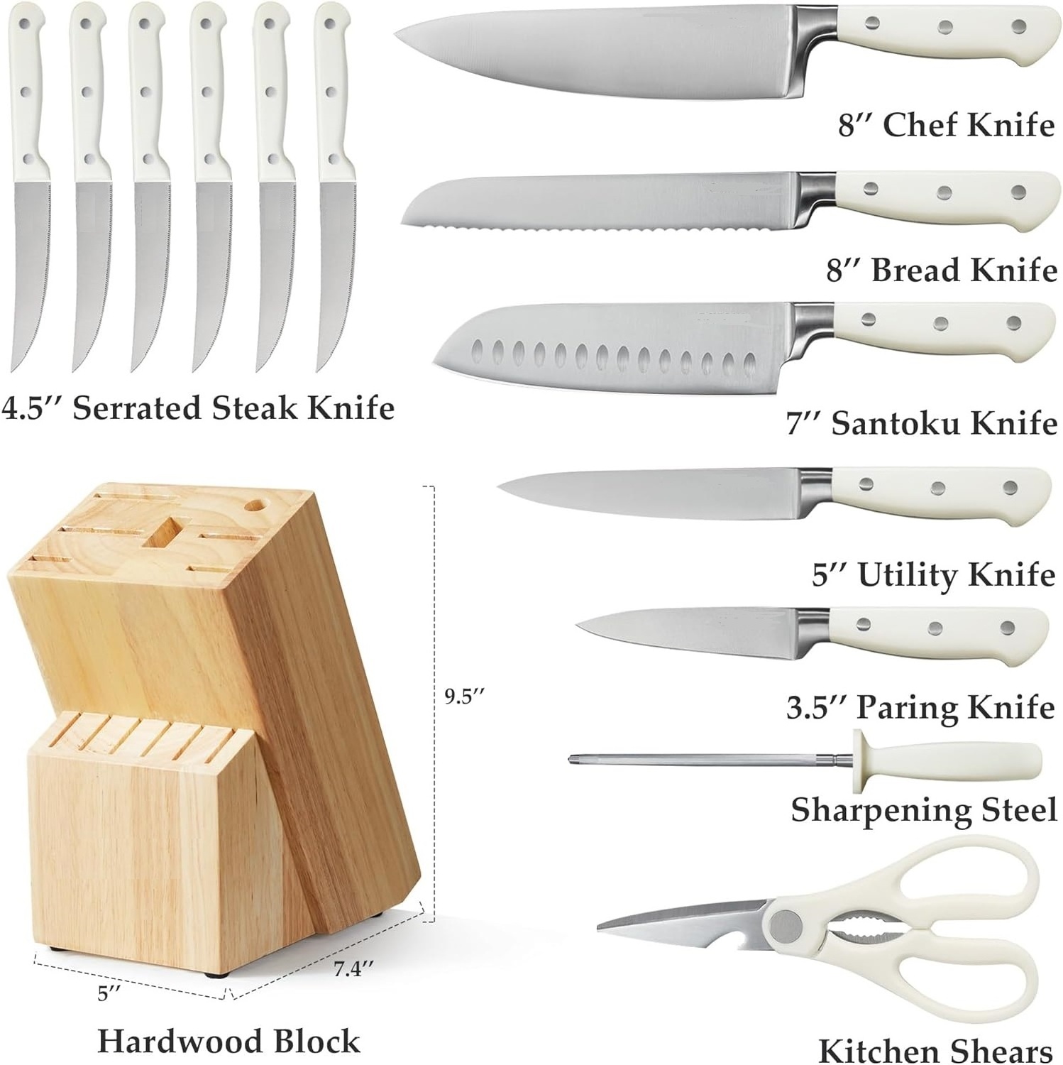 Combohome Kitchen Knives Holder Stainless Steel Bamboo Knife Block