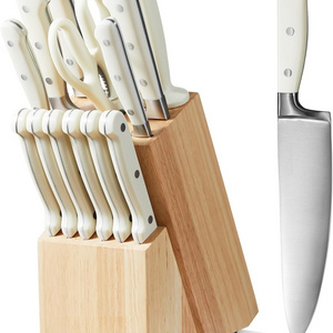 Combohome Kitchen Knives Holder Stainless Steel Bamboo Knife Block