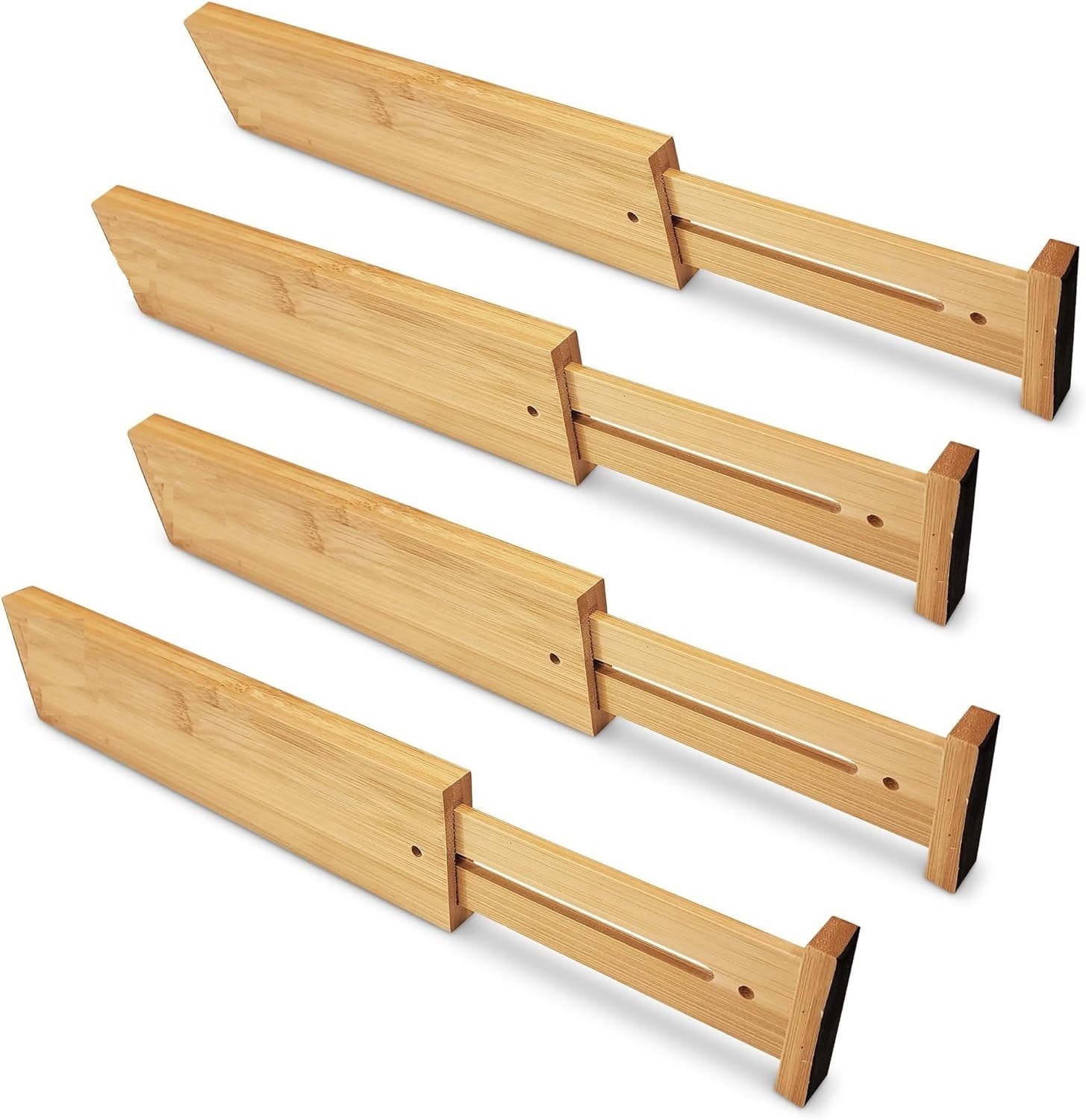 Combohome Drawer Dividers Bamboo Kitchen Organizers Set of 4 - Spring Loaded Drawer Divider Expandable Drawer Organizer