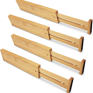 Combohome Drawer Dividers Bamboo Kitchen Organizers Set of 4 - Spring Loaded Drawer Divider Expandable Drawer Organizer