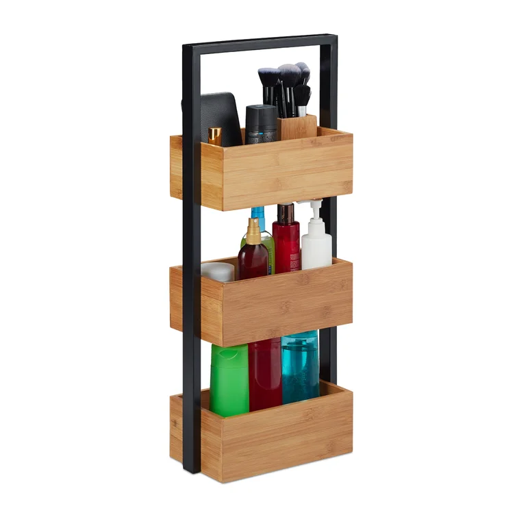 Combohome Bamboo kitchen Bathroom Shelf 3-Tier Multifunctional Storage Basket Rack Narrow Shelving Unit