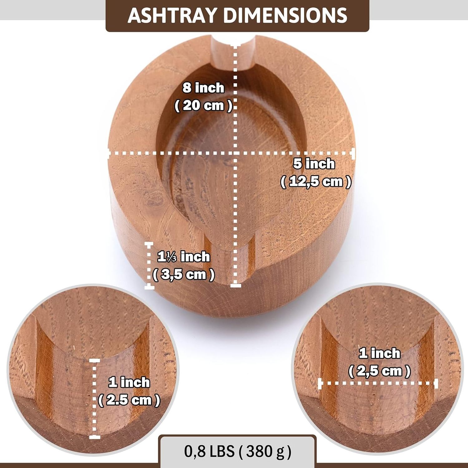 Combohome Professional Wooden Outdoor Cigar Holder Smoking Accessory  Eco Friendly Natural Wood Cigar Ashtray