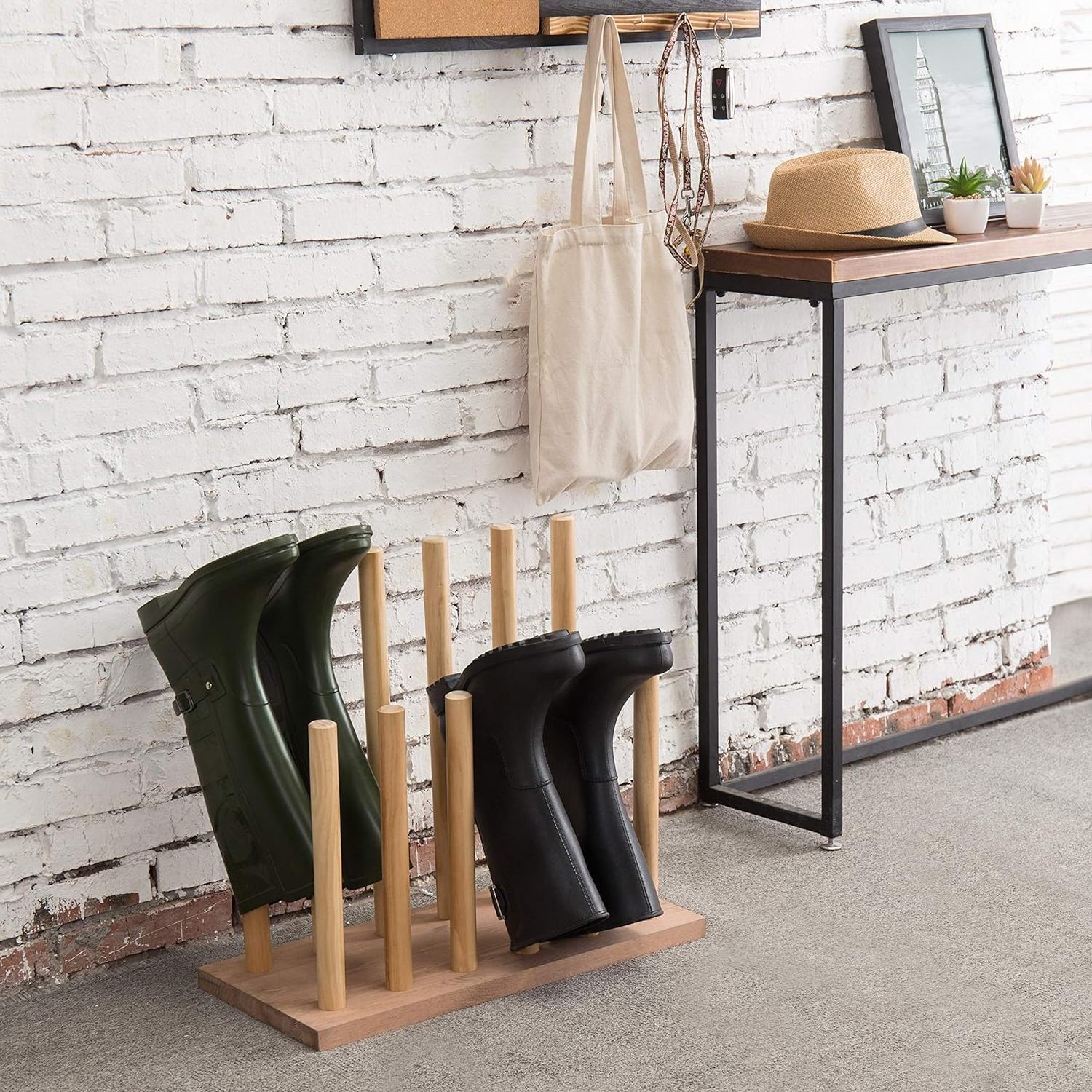 Combohome Living Room Furniture Wooden Wellie Welly Boot Rack Bamboo Wood Vertical Boot Standing Rack