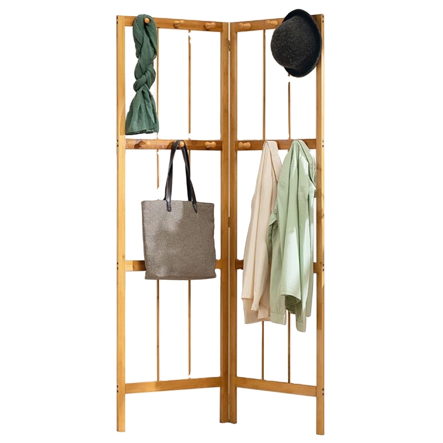 Combohome Corner Coat Tree, Folding Free Standing Hat Rack Organizer Hall Storage Stand with 12 Hooks Ladder Hanger