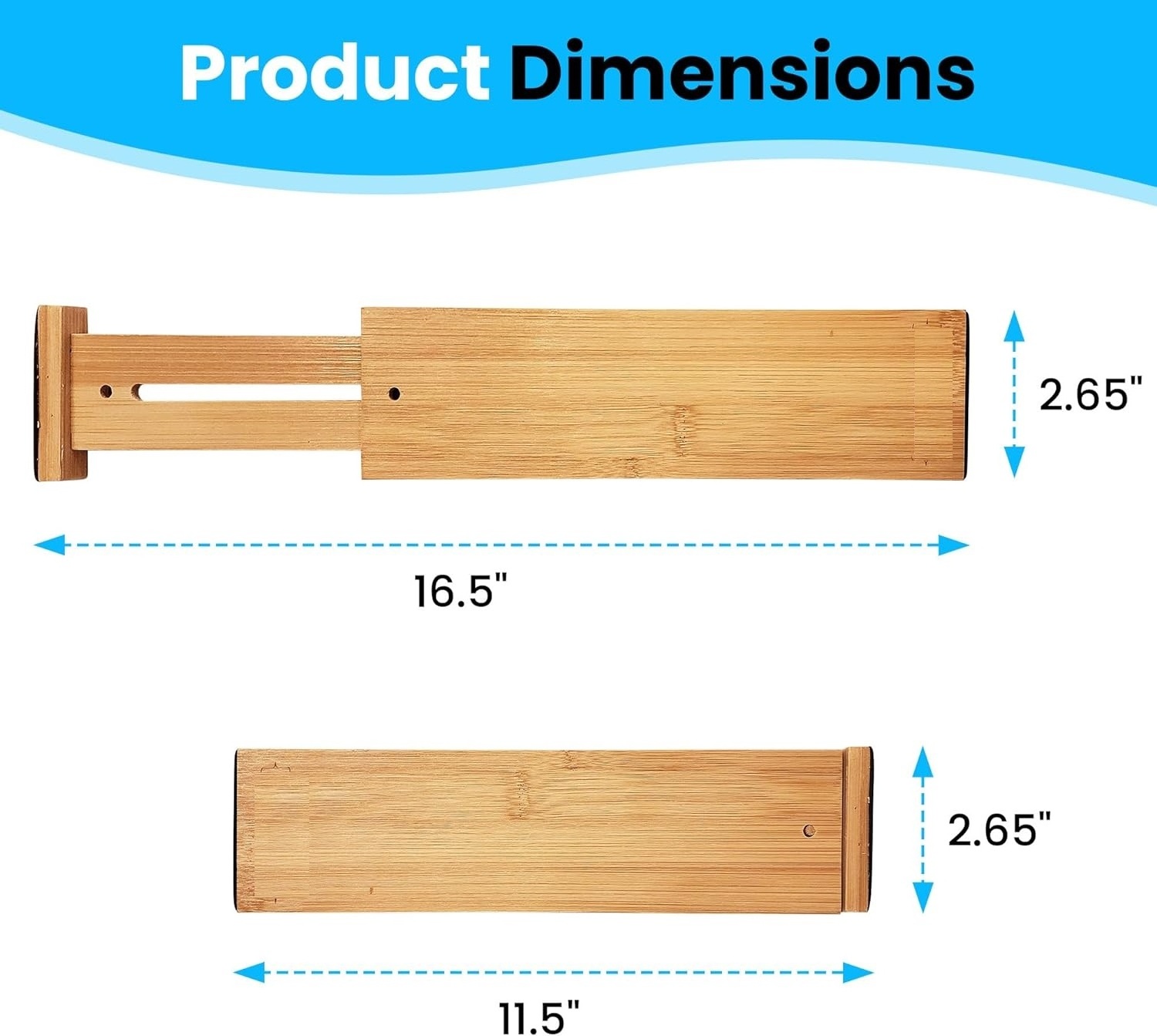 Combohome Drawer Dividers Bamboo Kitchen Organizers Set of 4 - Spring Loaded Drawer Divider Expandable Drawer Organizer