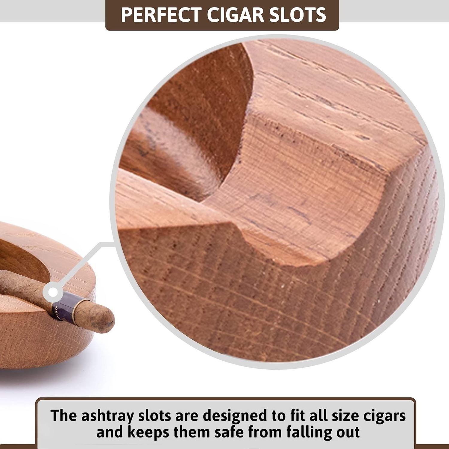 Combohome Professional Wooden Outdoor Cigar Holder Smoking Accessory  Eco Friendly Natural Wood Cigar Ashtray