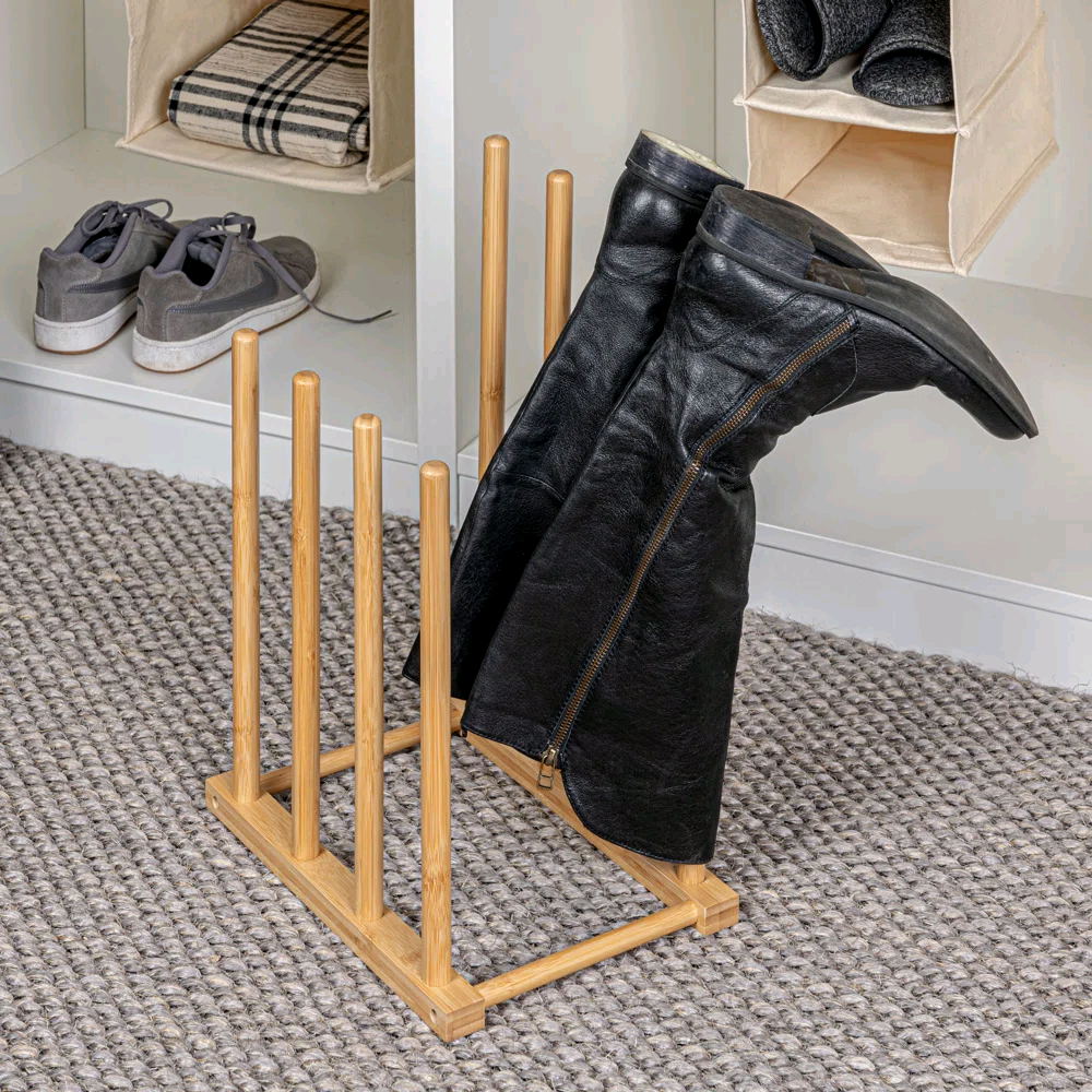 Combohome High Quality 5 Pair Stand Alone Boots Storage Rack Wooden Bamboo Shoe Rack For Space Save