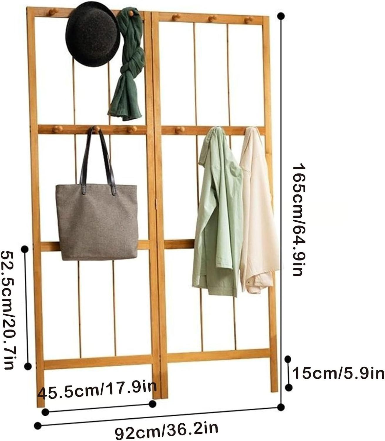 Combohome Corner Coat Tree, Folding Free Standing Hat Rack Organizer Hall Storage Stand with 12 Hooks Ladder Hanger