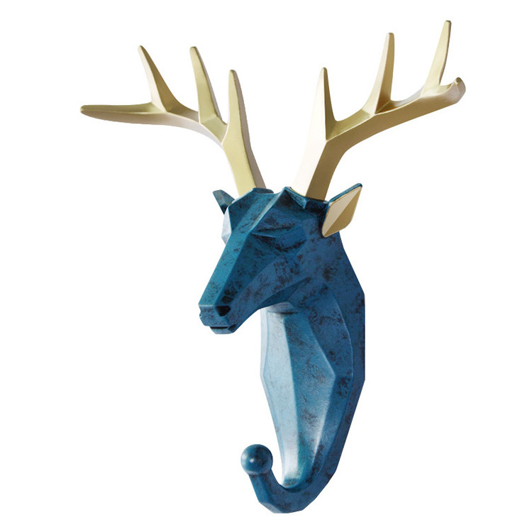 Creative Antler Hook Resin Animal Head Decor Wall Art Rein deer Key Hanger Decoration Hook