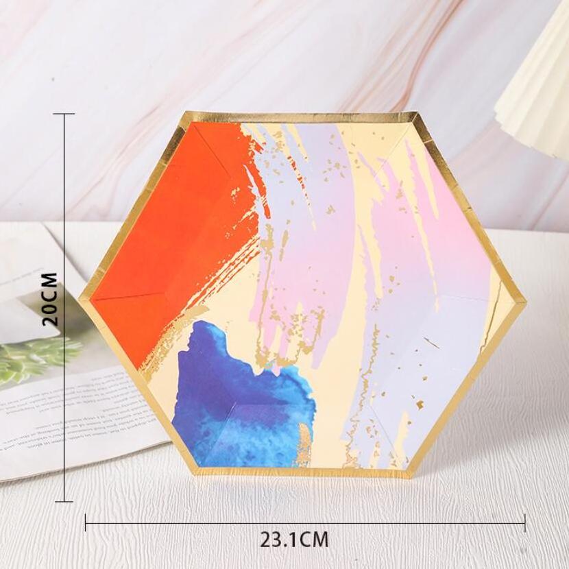 New design Disposable hexagon plate Fancy afternoon tea party 8.5