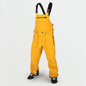 Custom men's insulated warm windproof waterproof ski bib breathable ski pants with adjustable straps