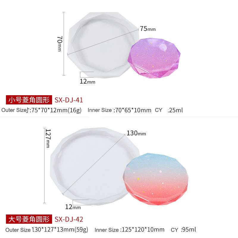 Polygon hexagon  silicone plastic coaster mold for resin casting Irregular agate cup mat resin molds