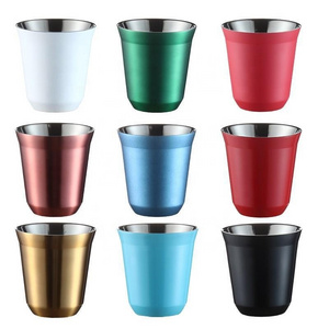 Customized Double Wall 304 Stainless Steel Cups Outdoor Insulated Shatterproof Drinking Mug Mini Espresso Coffee Cup