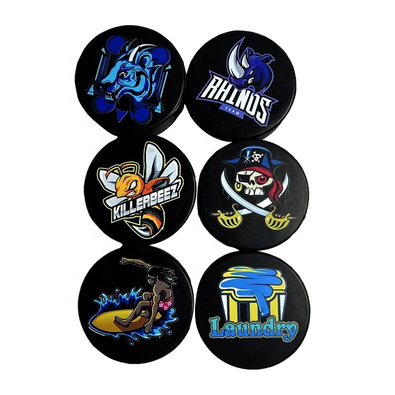 New Design Ice Hockey Pucks UV Printing Durable Rubber Ice Hockey Wholesale Supplier