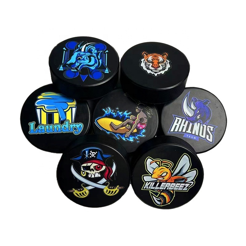 New Design Ice Hockey Pucks UV Printing Durable Rubber Ice Hockey Wholesale Supplier