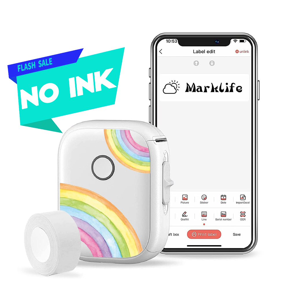 Marklife P12 barcode qr code sticker label Portable printer jewelry thermal Sticker Mini barcode label printer