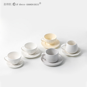 Custom Logo New Bone China Luxury Ceramic Teapot and Tea Cup Set for coffee store