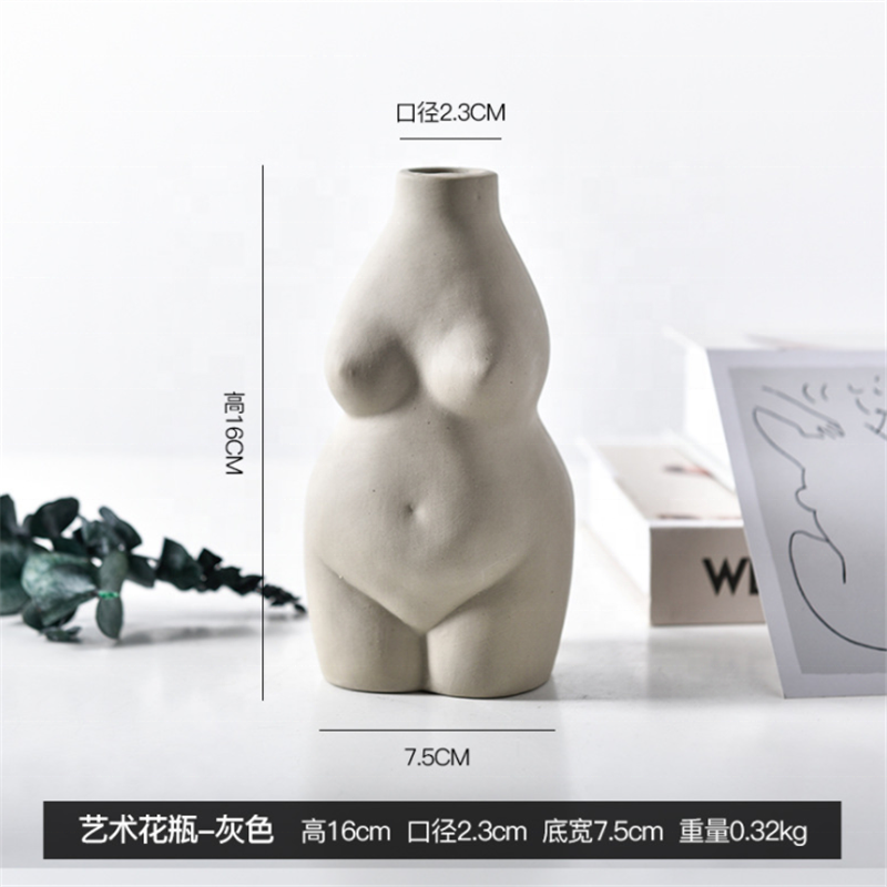 Minimalist ceramic female body art flower vase decor for home