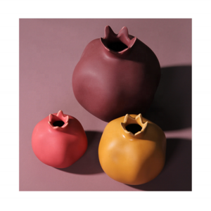 2020 New design modern morandi ceramic pomegranate shape fruit vases minimalist home decor