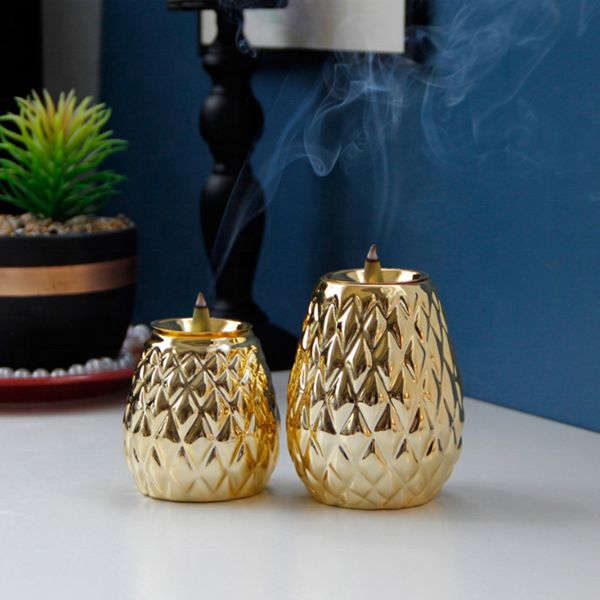 Middle Eastern Golden Silver Pineapple Ceramic Incense Burner For Table Ornaments  Bedroom Decor