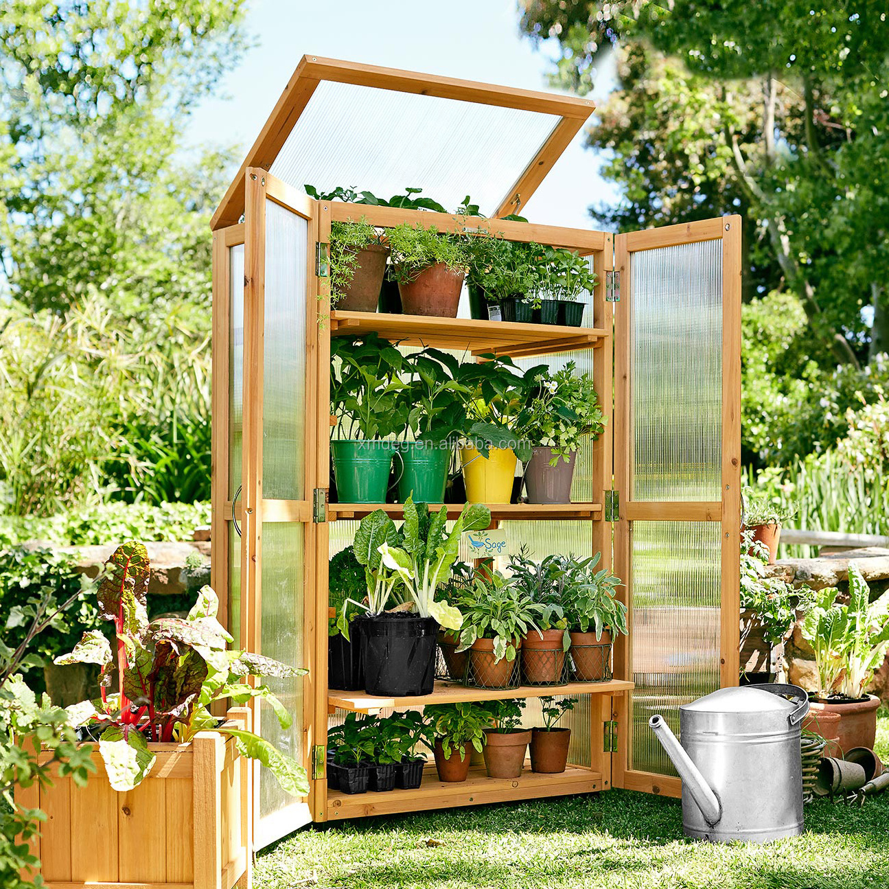 Price Small Mini Cedar Wood Garden Greenhouse for Sale