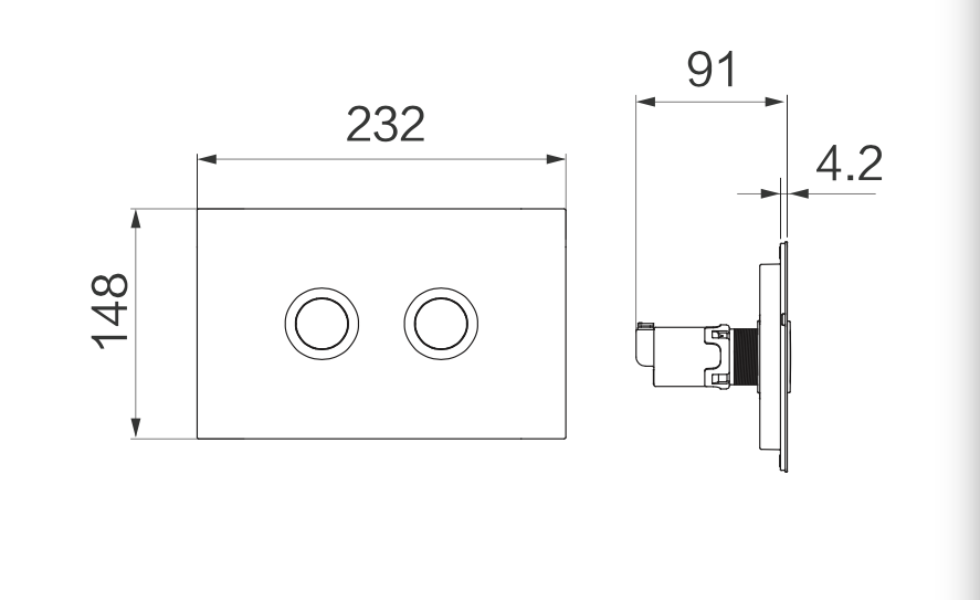 Black color Toilet Dual push Pneumatic concealed water tank flushing panel Button Of Dual flush Valves