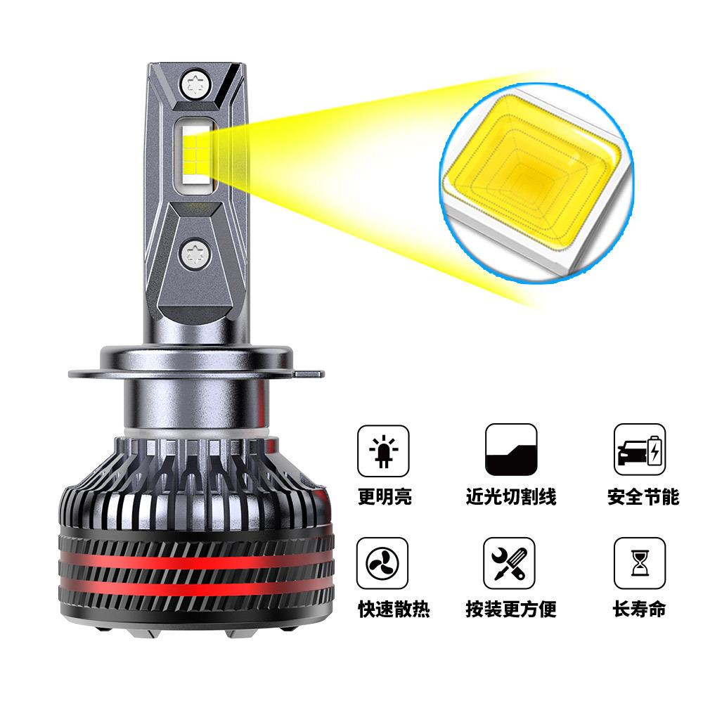 Super High-Power D19 LED Car Headlight Cheap 3-Copper-Pipe 12V Canbus Compatible H1 H4 H7 H11 Bulb Lamp for New Car Condition