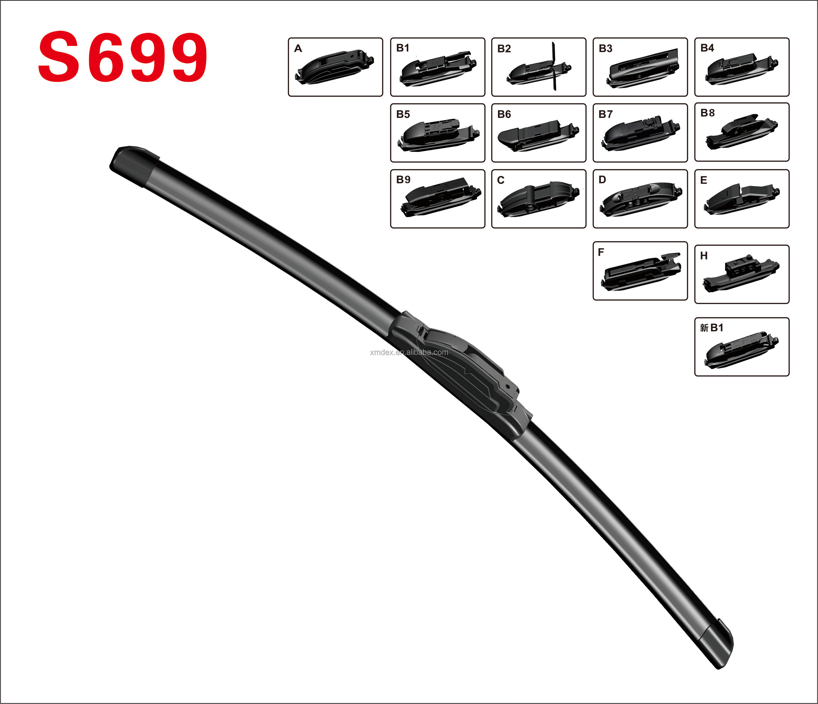 High Quality Flat Wiper Blade with Multi-Adapters Frameless Windshield Wipers for Tesla Model 3 Wholesales Wiper Arm