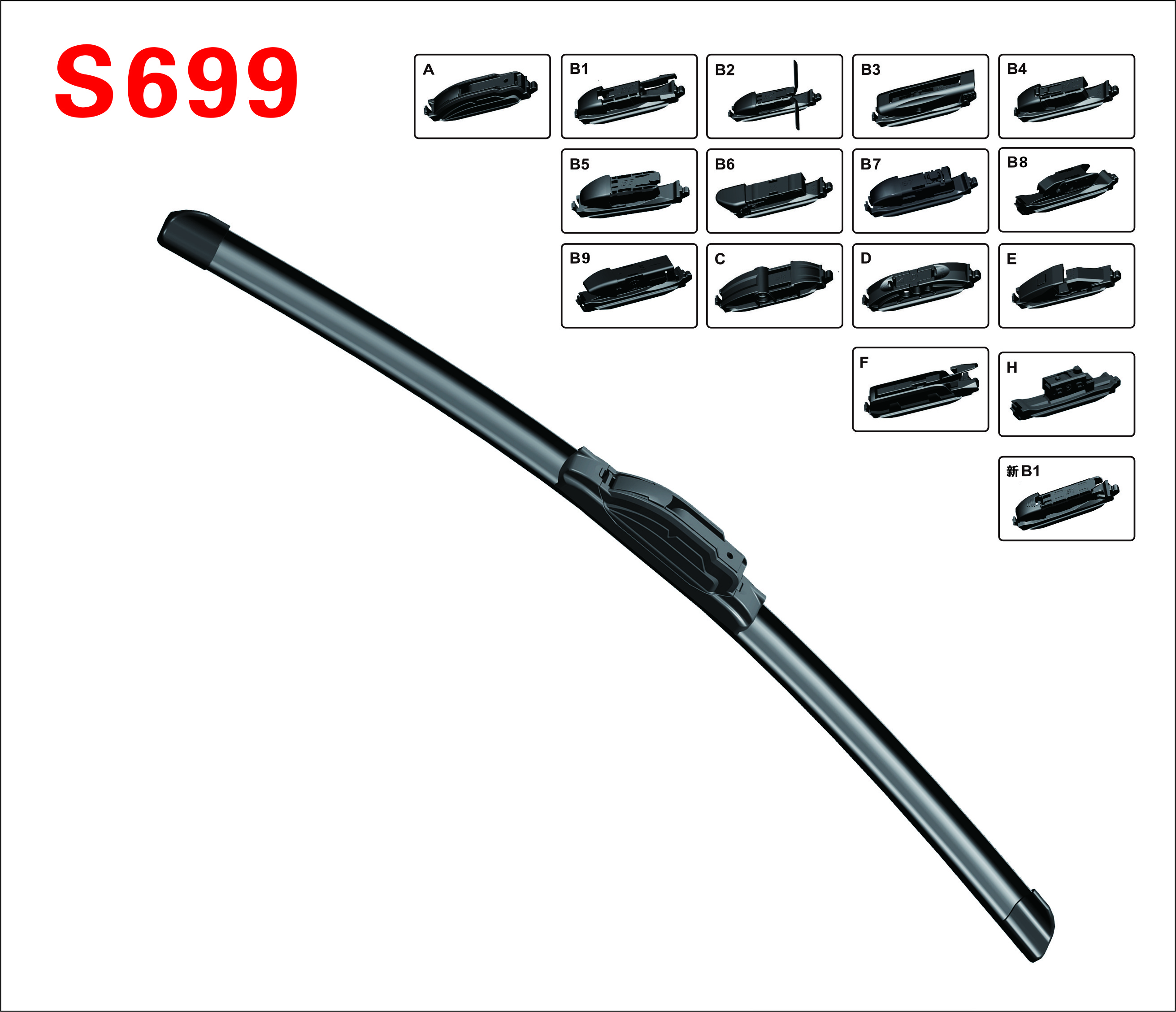 Frameless Soft Wiper Blade Wholesale Windshield and Glass Window Cleaning Washer Wipers with more adapters selection