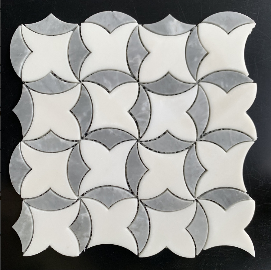 Carrara Leaf Mosaic Aphrodite Mother Of Pearl Waterjet Marble Mosaic