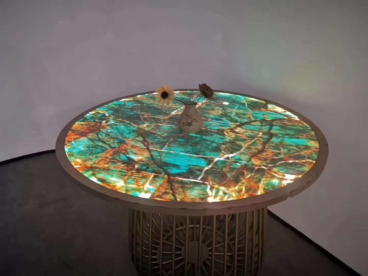 Brazil Green Quartzite  LED edge-lit light marble Amazon Green Quartzite backlit photoelectric stone decoration