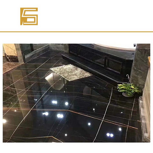 Nero Sahara St. Laurent Marble Slab Natural black laurent gold veins marble slabs floor tiles