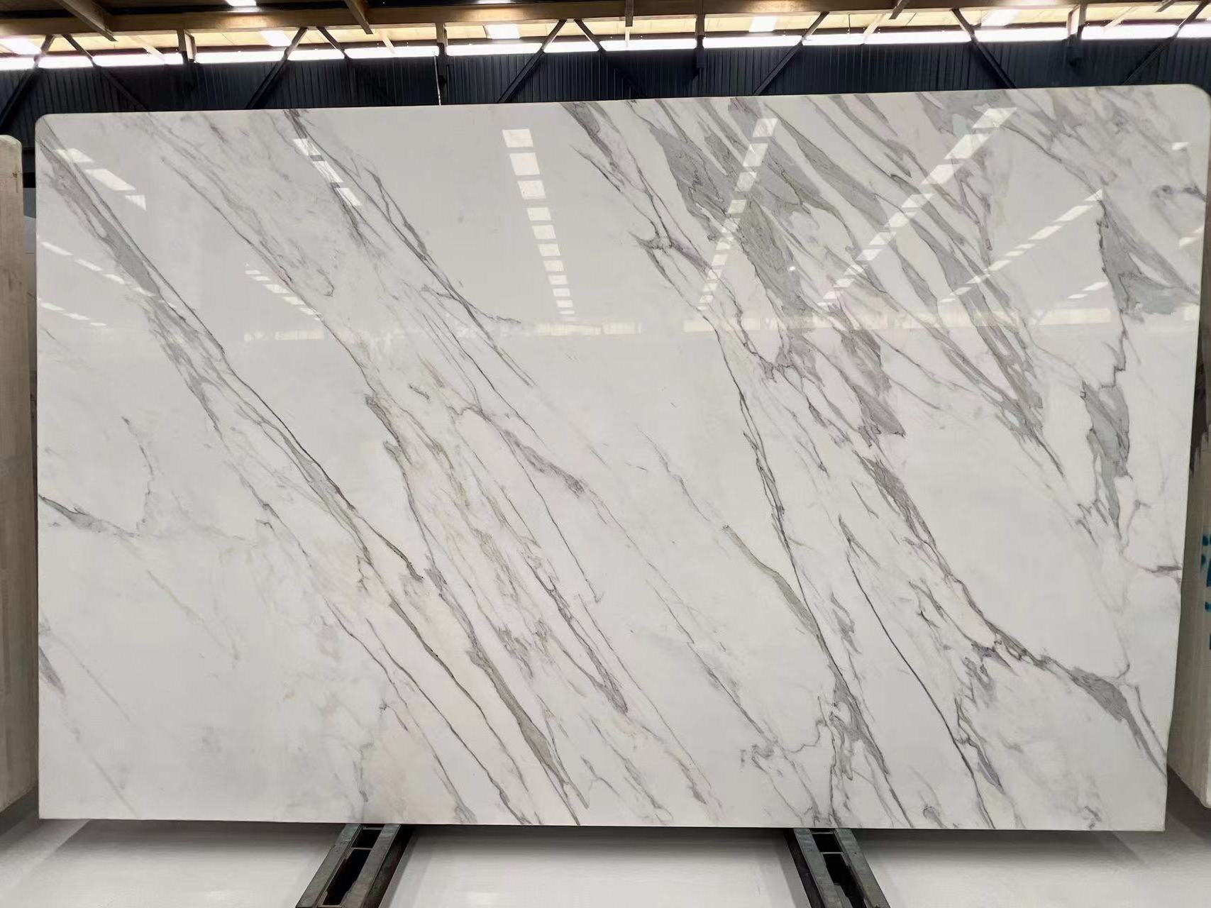 White marble with grey veins Italian Calacatta White marble big slab factory direct supply