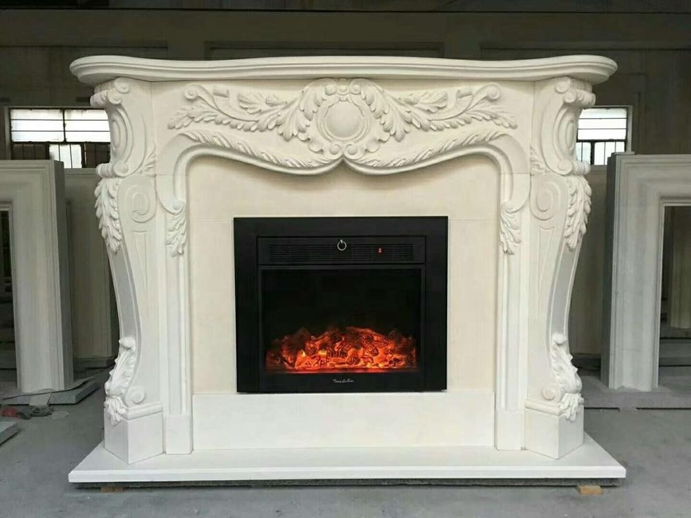 Natural stone carving fireplace marble fireplace molds white color polishing for indoor use