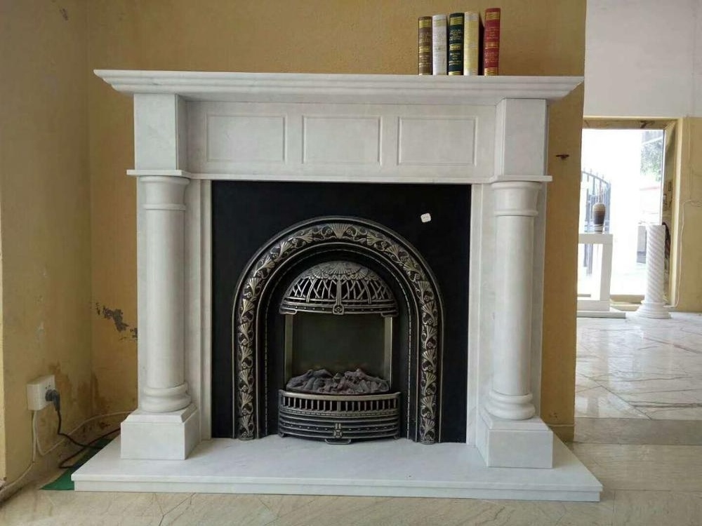 Natural stone carving fireplace marble fireplace molds white color polishing for indoor use