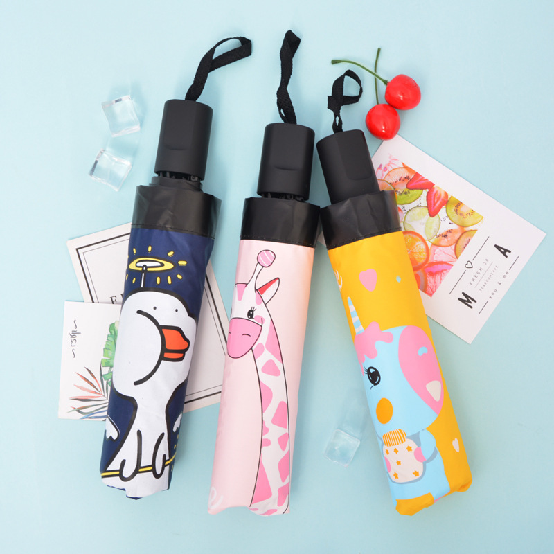 Lovely cartoon fully automatic folding sunny umbrella fashion trend of vinyl sunshade umbrella