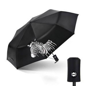 Travel Compact Mini  Light auto open close umbrella horse printing color changing magic umbrella