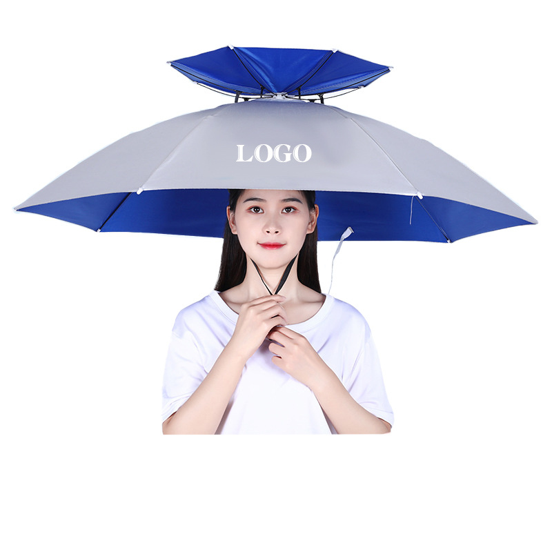 Promotional double layer head hat umbrella sun shade rain proof fishing umbrella parapluie sombrillas wear umbrella