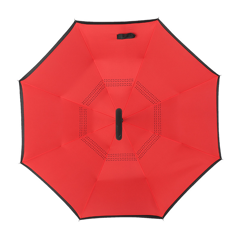 Customized logo outdoor waterproof windproof  inside out C handle double layer inverted umbrella