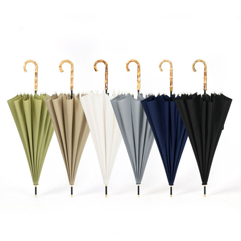 High quality water windproof  J handle long  straight umbrella custom logo