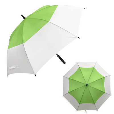 The 27-inch golf color splicing umbrella full fiber automatic featured gift straight bone umbrella