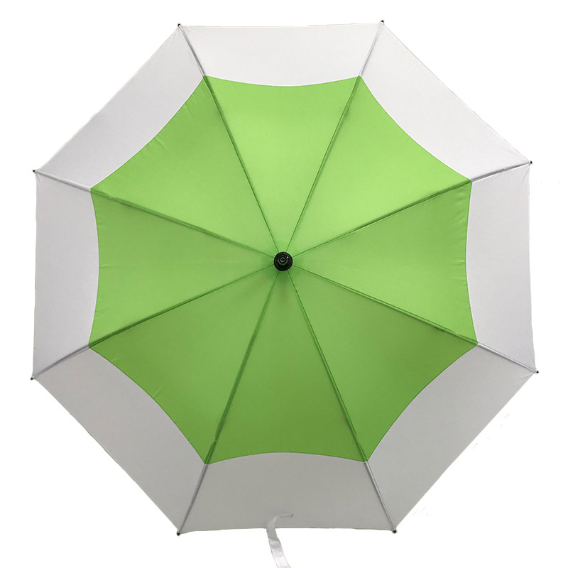 The 27-inch golf color splicing umbrella full fiber automatic featured gift straight bone umbrella