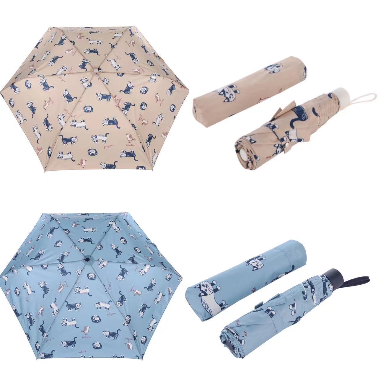 Japanese UV Protection Cute cartoon animal Print 3 light weight aluminum Fold Umbrella