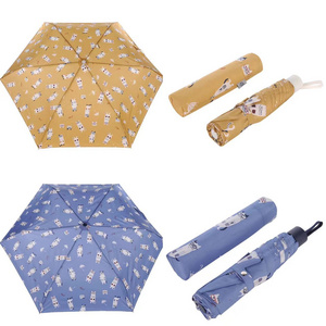 Japanese UV Protection Cute cartoon animal Print 3 light weight aluminum Fold Umbrella