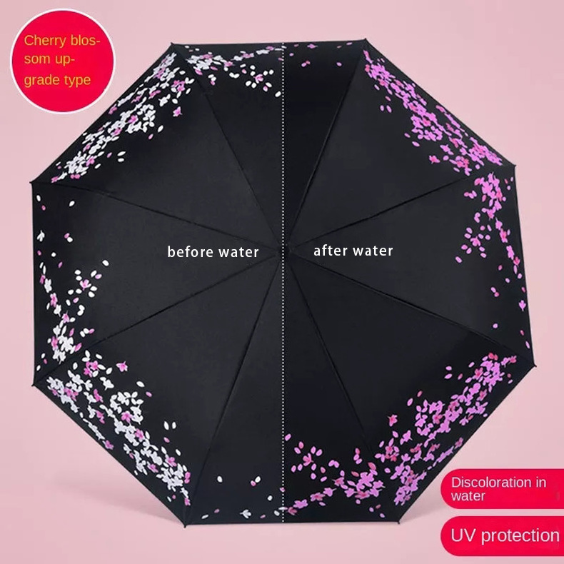 Mini Pocket Umbrella 19 Inch Japanese Cherry Blossom Color-changing shade umbrella  portable  5 Fold Small umbrella