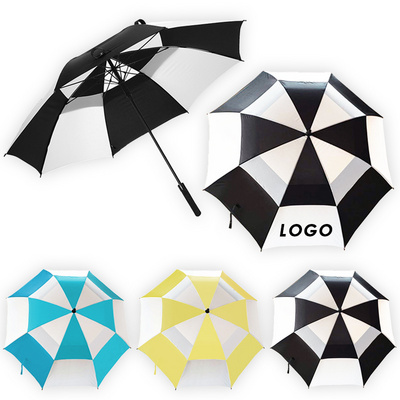 Personality sublimation golf umbrella manufacturers wholesale custom logo printing promotional wind vented golf umbrella