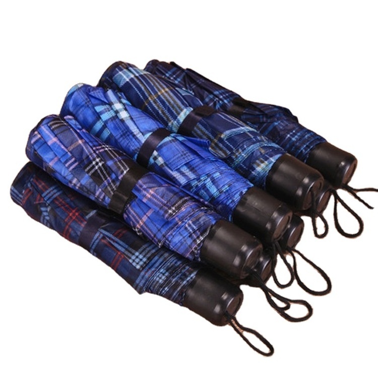 Factory direct sale Fashion simple multi - color plaid pattern 3 Folding Umbrella