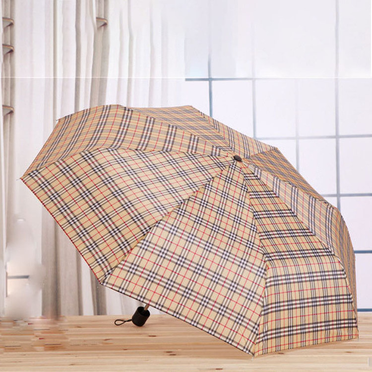 Factory direct sale Fashion simple multi - color plaid pattern 3 Folding Umbrella