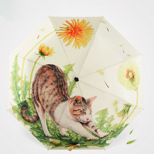 Hot Sell Creative New Design Umbrella With Digital Printing Heavy Golden Rain Cat Design Umbrella