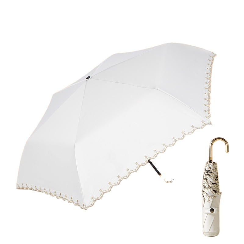 Parasol Polka dots uv umbrella Japanese mini fold sun rain umbrella with golden hook handle